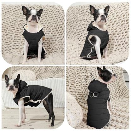 Vecomfy Fleece Lining Dog Hoodie with Harness Built in,Extra Warm Small Dog Jacket in Winter Puppy Coats with Drawstring Hooded,Black S - color: Black(Harness Built in), size: Small (Pack of 1)
