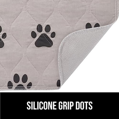 GORILLA GRIP Incontinence Pads and Pet Blanket, Reusable Puppy Pads in 22x16 Inch Waterproof in Paw Gray, Throw Blankets in 30x70 Inch Washable in Charcoal, 2 Item Bundle