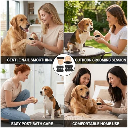 Dog Nail File, Dog Nail File Board, Nail File for Dogs, 14 Pcs Dog Nail Grinder Set with 2 Round Heads and 12 Sandpapers, Safe Nail Care Kit for Puppies and Adult Dogs
