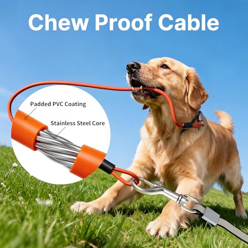 16Ft Retractable Dog Leash with Chew-Proof Steel Cable, 360° Tangle-Free, Shock Absorbing, Built-in Poop Bag Dispenser - color: White, size: 16Ft-Large