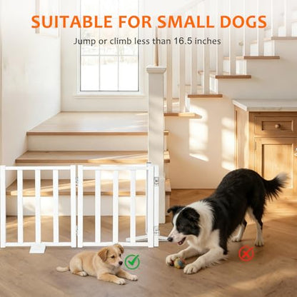 Snagle Paw Short Dog Gate,16.5" Tall Freestanding Metal Dog Gate Only for Small Dogs with Support Feet Easily Step Over,Up to 36" Wide Puppy Gate Indoor for Stairs,Doorways(White,3 Panel) - size: White-3 Panels 16.5"H*36"W