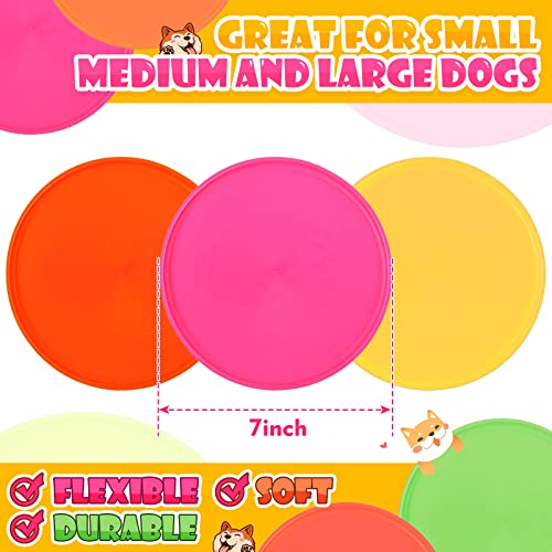 Chivao 15 Pack Dog Flying Disc Silicone Puppy Flyer Toy Soft Dog Floating Saucer Indestructible React Faster Training Interactive Toys for Small Medium Puppy Outdoor Sport, 5 Colors