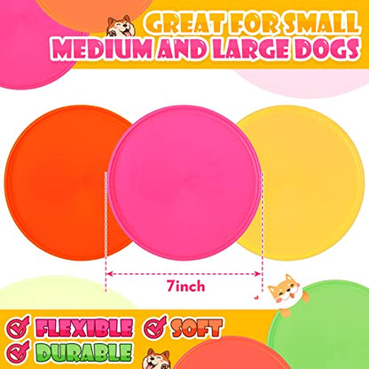 Chivao 15 Pack Dog Flying Disc Silicone Puppy Flyer Toy Soft Dog Floating Saucer Indestructible React Faster Training Interactive Toys for Small Medium Puppy Outdoor Sport, 5 Colors