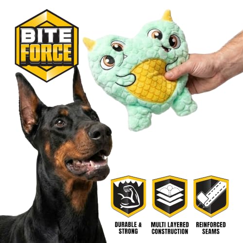 Bite Force - Large Durable & Strong Dog Toy Blue Two Headed Monster with Squeaker, Kevlar-Reinforced for Aggressive chewers. - color: Regular - Double Monster