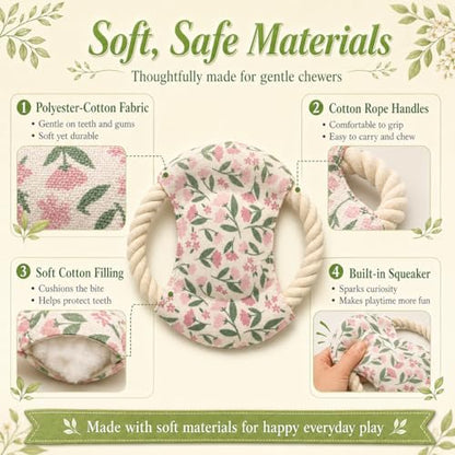 Dog Frisbees Cotton Rope Toys Flying Discs, Teething, Soft Polyester Squeaker Toy for Training,Throwing and Interacting for Anti Boredom & Anxiety, Easy to Clean (Pink) - color: pink