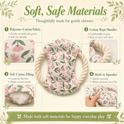 Dog Frisbees Cotton Rope Toys Flying Discs, Teething, Soft Polyester Squeaker Toy for Training,Throwing and Interacting for Anti Boredom & Anxiety, Easy to Clean (Pink) - color: pink