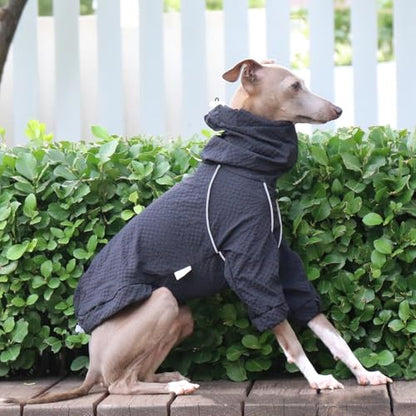 Large Dog Rain Jacket Greyhound Windbreaker Raincoat High Collar Adjustable Reflective Pet Clothes Rainproof Quick-Drying Jacket Coats for Whippet Dogs - color: Black, size: 3XL