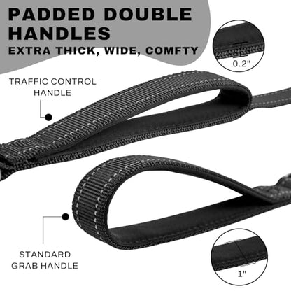 Arblina Slip Leads Dog Leash, 1/3" x4ft Full Reflective No Pull Rope Leash with Double Handle, 360°Swivel Anti-Tangle Heavy Duty Training Lead for Large Medium Small Dogs - color: Black, size: 1/3" x 4FT
