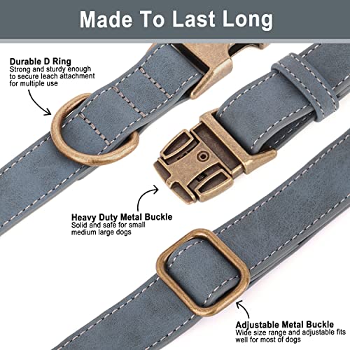 Personalized Dog Collars for Puppies, Custom Soft PU Leather Dog Collar with Engraved ID Name and Number, Adjustable & Durable Pet Collars with Quick Release Metal Buckle,XS(8-13") - color: Jade Blue-Engraving, size: X-Small: Fit 8-13" Neck