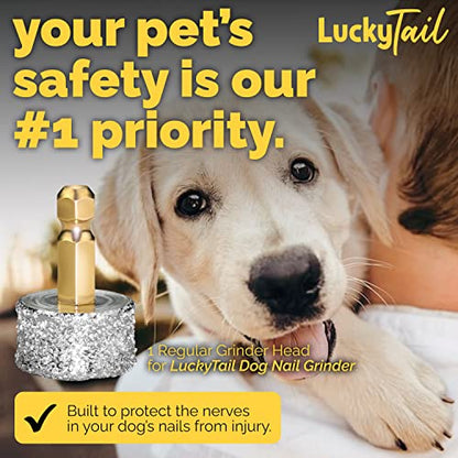 LUCKY TAIL - Dog Nail Grinder - Regular - Replacement Head - for Small, Medium & Large Dogs - Premium Quality - Diamond Tip Drill Bit - Professional Dog Nail Trimmers - Grooming Tool kit - 1 Pack - size: One Pack