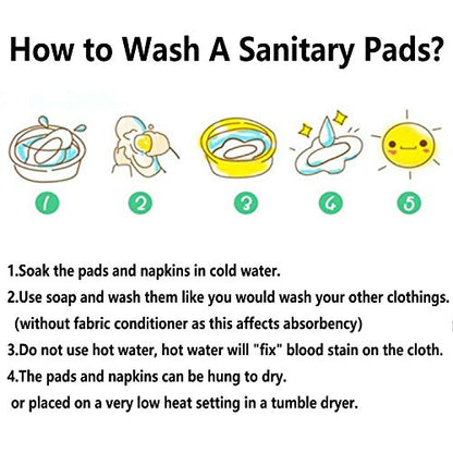 7PCS Pack Reusable Washable Incontinence Cloth Pads Including 6PCS Heavy Flow Feminine Hygiene Bamboo Charcoal Cloth Sanitary Pads Reusable Menstrual Pad + 1PC Mini Wet Bag - color: 7 Pieces Set A4, size: Heavy Flow Bamboo Charcoal