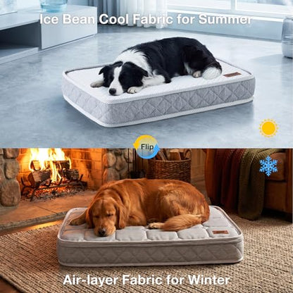 ZOMISIA Breathable Orthopedic Dog Bed for Large Dog, Reversible Warm & Cooling Dog Bed Mattress for All Season, 4" Thick Honeycomb Supportive Pet Bed with Detachable Non-Slip Bottom, Waterproof Cover - size: Large
