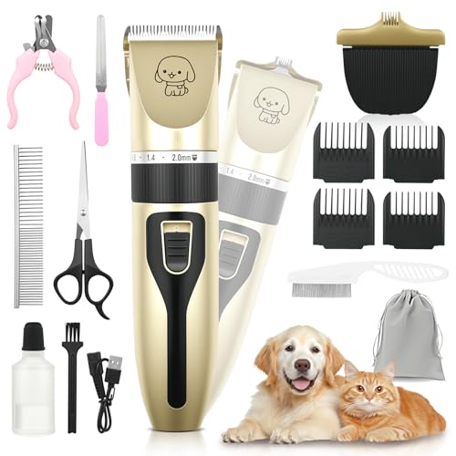 FrutPunch Dog Grooming Kit, Cordless Dog Clippers, Electric Shaving, Low Noise Rechargeable Dogs Hair Trimmer, with a Shaving Head for Feet, Suitable for Cats and Dogs, 2000MA