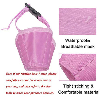Coppthinktu Dog Muzzle Suit - 7PCS Adjustable Muzzles for Small, Medium & Large Dogs - Soft, Comfortable Mouth Cover for Long Snout - color: AB-Pink