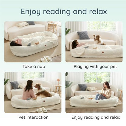 ChiXnuggle Faux Fur Washable Human Dog Bed Cover | 72*40*10,removable replace cover,soft fur,non-slip bottom,white - color: White, size: Cover (72x40x10)