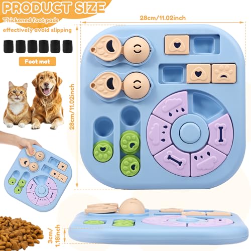 Interactive Dog Puzzle Toys Treat Dispensing Slow Feeder for Training and Mental Stimulating Dog Enrichment Toys for Puppy Cats Pet(Blue) - color: blue