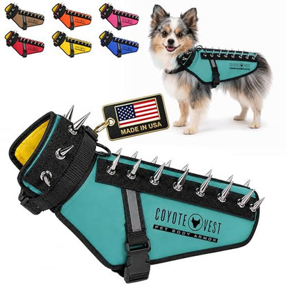 CoyoteVest Dog Harness | Stab-Resistant Protective Vest | Coyote Vest for Dogs | Defends Against Coyotes, Dogs, Birds of Prey | Reflective Safety, Made in USA (X-Small, Turquoise) - color: Turquoise, size: X-Small