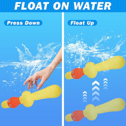 EXPAWLORER Floating Dog Water Pool Toys - 2 Pack Stuffed Duck Dog Toys Long, Pet Summer Essentials for Fetch & Training, Built-in Squeaky Ball Loud Sound for Small Medium Large Breeds, Yellow