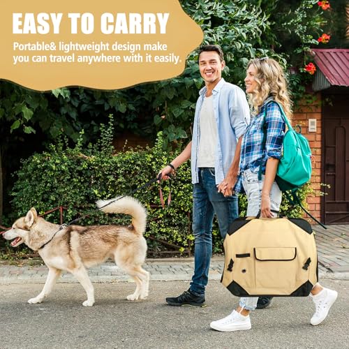 AlfaTok Collapsible & Foldable Dog Crate - Portable & Soft for Large Dogs, 36 x 25 x 25 Inch