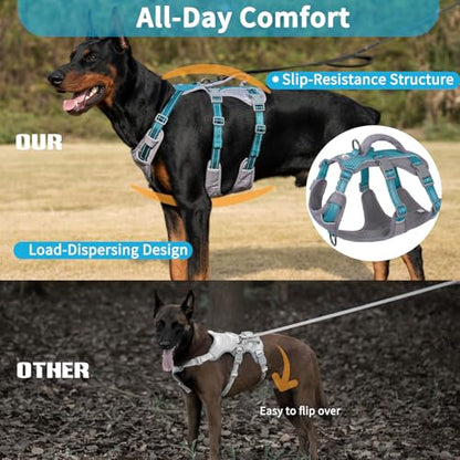 Huntboo Reflective Dog Harness with Handle, Escape Proof, No Slip, Breathable, Lightweight, Adjustable Lift Harness for Small, Medium, and Large Dogs Walking, Training, and Running Gear(Teal Blue,XS) - color: Teal Blue, size: X-Small(Pack of 1)