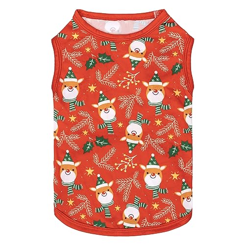 CuteBone Dog Shirts 2-Pack Soft Pet Clothes Breathable Summer Vest for Small Puppy and Stretchy Cat Apparel - color: Gingerbread man&reindeer, size: Small