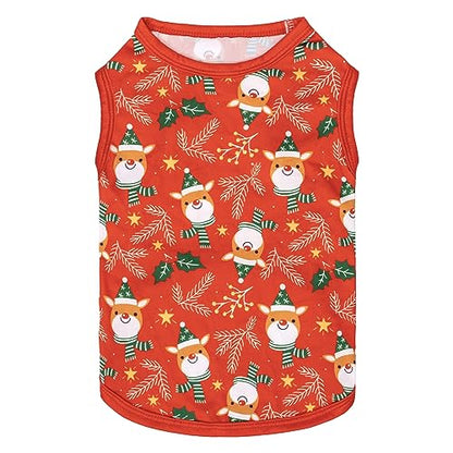 CuteBone Dog Shirts 2-Pack Soft Pet Clothes Breathable Summer Vest for Small Puppy and Stretchy Cat Apparel - color: Gingerbread man&reindeer, size: Small