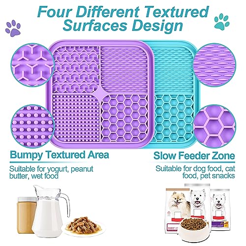 2PCS Licking Mat for Dogs with Suction Cups, Premium Lick Pad for Anxiety Relief, Slow Feeder Dog Bowls, Perfect for Bathing, Grooming and Training - color: Small-2 pcs+1 Spatula