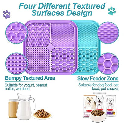 2PCS Licking Mat for Dogs with Suction Cups, Premium Lick Pad for Anxiety Relief, Slow Feeder Dog Bowls, Perfect for Bathing, Grooming and Training - color: Small-2 pcs+1 Spatula