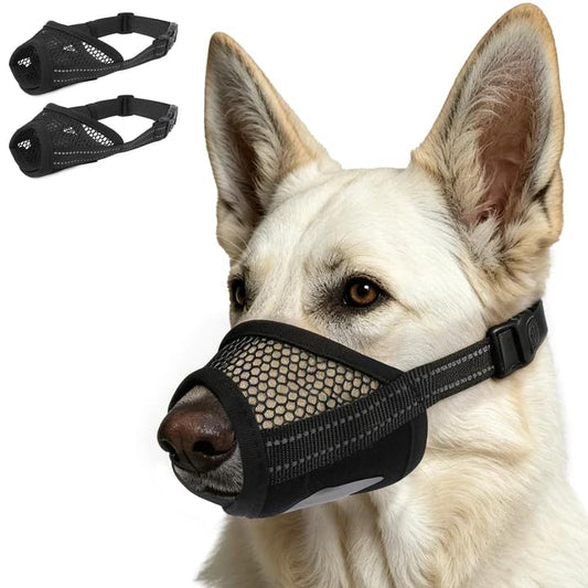 2 Pack Dog Muzzle for Large Dogs, Soft Air Mesh Breathable Muzzle Allows Panting Drinking, Adjustable Pet Muzzles with Upgraded Buckle to Prevent Biting Barking for Walks, Grooming, Black, XL - color: Black-2pcs, size: X-Large