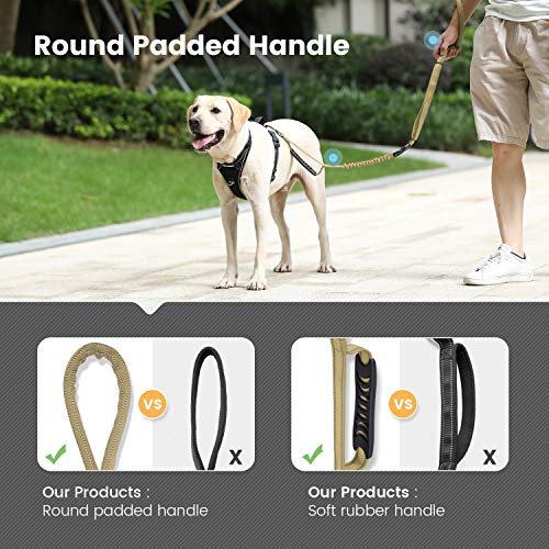 IOKHEIRA Multifunctional Dog Leash - 4-6 FT Strong Bungee, Car Seatbelt Compatible, Army Green - color: Brown
