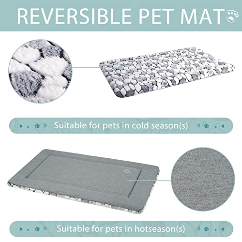 VANKEAN Dog Crate Pad Bed Mat Reversible (Warm & Cool), Soft Pet Sleeping Mat Dog Bed for Crate Suitable for Small to XX-Large Dogs and Cats, Machine Washable Crate Beds, Grey Stone Pattern - size: Large
