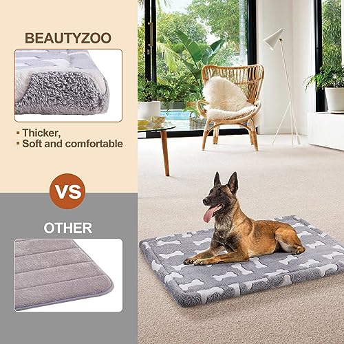 BEAUTYZOO Dog Bed Crate Pad 42 x 28 inch, Washable Dog Crate Mat for X-Large Sized Dogs, Anti-Slip Pet Crate Bed Kennel Pad, Durable Cozy Puppy Sleeping Mat Rectangle Mattress, Bone - color: Bone, size: 42.0"L x 28.0"W x 1.1"Th