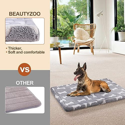 BEAUTYZOO Dog Bed Crate Pad 42 x 28 inch, Washable Dog Crate Mat for X-Large Sized Dogs, Anti-Slip Pet Crate Bed Kennel Pad, Durable Cozy Puppy Sleeping Mat Rectangle Mattress, Bone - color: Bone, size: 42.0"L x 28.0"W x 1.1"Th