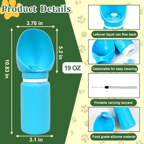 2 in 1 Foldable Dog Water Bottle, Leakproof Portable Pet Dispenser, Water Bottle Dog Bowl, Collapsible Food Grade Silicone Puppy Bottles, Lightweight Foldable for Travel Walking Caming (Blue) - color: Blue