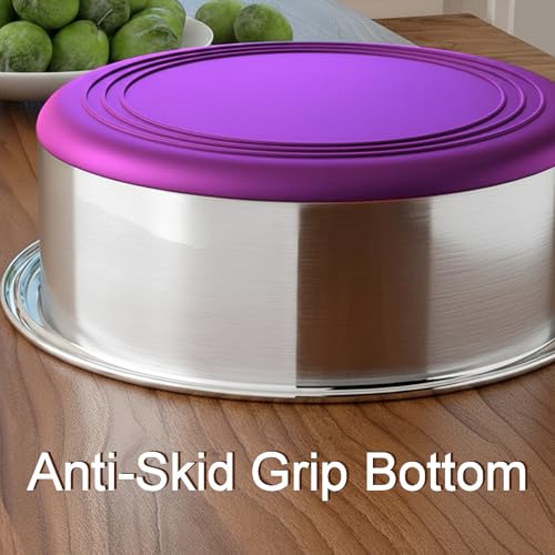 Deep Stainless Steel Non-Skid Dog and Food Bowls, Each Holds Up to 4 Cups - color: Blue&Roes Red, size: 4 Cup for Small Pet
