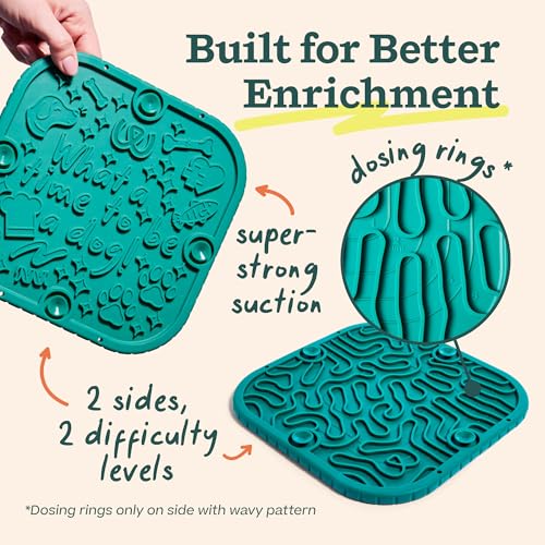 WOOF FlipMat Easy-to-Clean Lick Mat for Dogs l- Slow Feeder Mat with Double-Sided-Non-Slip Design - BPA-Free Silicone - Lick Mat - Interactive Dog Toys - Green - color: Green, size: Standard
