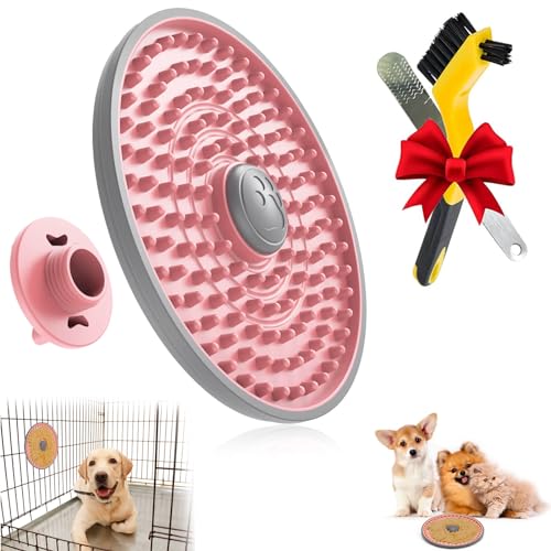 Dog Lick Mat, Pink, for Crate Training and Reducing Anxiety, Made of Natural Rubber, Promotes Healthy Feeding and Oral Hygiene - color: Pink, size: 1 pcs