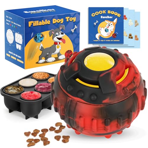 Dog Toys for Boredom - Frozen Treats, Refillable Freezable Dogs Food, Reduces Anxiety Chew Toy, Easy to Clean, Treats Dispensing, 4-in-1 Enrichment - color: Red