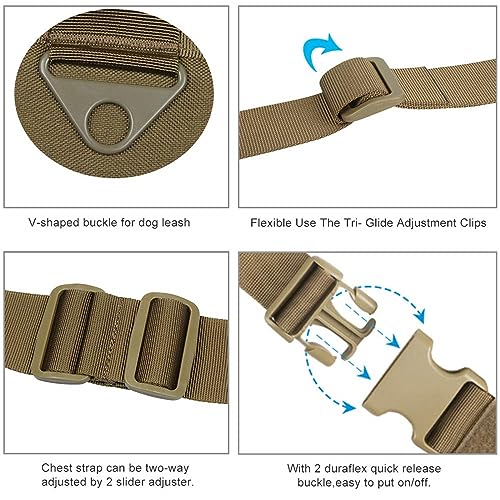 Excellent Elite SPANKERTactical Dog Vest Training Military Patrol Service Dog Harness Adjustable Nylon Dog Harness with Handle(Brown-L) - color: Coyote Brown, size: L