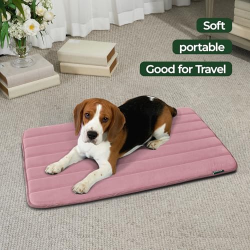 BALANCE Dog Crate Pad, Dog Foam Crate Mat Kennel Pad, Washable Water-Resistant Pet Bed Flat Dogs Cage Mat for Large Dogs - color: Mellow Rose, size: 36.0"L x 23.0"W x 0.8"Th