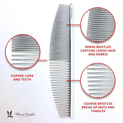 Warren London Copper Crescent Comb 6.5 Inch – Professional Dog Grooming Detail Comb with Curved Teeth – For Face, Legs, Tail, Ears, Paws, Mats, Tangles & Finishing – For Groomers & Pet Owners - style: Crescent Detail Comb