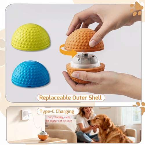 SNOYWEN Smart Interactive Dog Toy, Automatic Moving Bouncing Rolling Ball, Food-Grade Rubber Material IPX7 Waterproof Active Ball for Medium and Large Dogs (Orange) - color: Orange