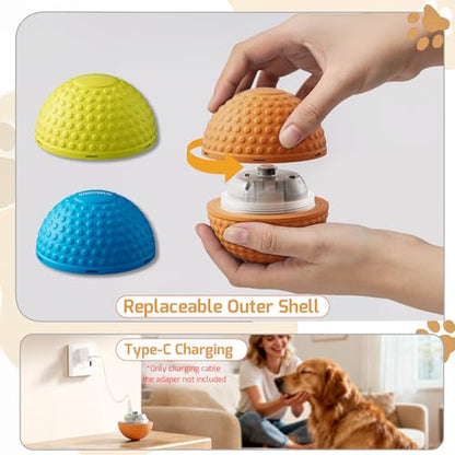 SNOYWEN Smart Interactive Dog Toy, Automatic Moving Bouncing Rolling Ball, Food-Grade Rubber Material IPX7 Waterproof Active Ball for Medium and Large Dogs (Orange) - color: Orange