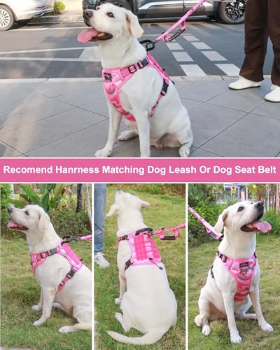 Hotsky Tactical Dog Harness No Pull，Adjustable Service Dog Vest Reflective Military Pet Harness with Control Handle Molle Loop Panels for Training Walking Running(Pink Camo, M) - color: Pink Camo, size: M( Neck: 18''-23.5",Chest: 20"-27")