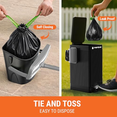 Pupzle Dog Pooper Scooper with Bag Attachment, 40" Long Handle Pooper Scooper for Large Dogs, Dog Poop Scoop for Yard, Large Capacity Swivel Bin and Rake, Lavender Scented Bags (Grey) - color: Grey