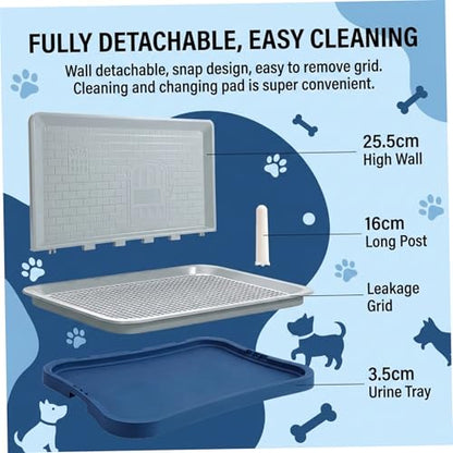 Dog Pee Pad Holder Dog Toilet, Indoor Potty Tray with High Walls Removable Mesh Pee Pad Holder for Puppy & Small Dogs Potty Training, Blue