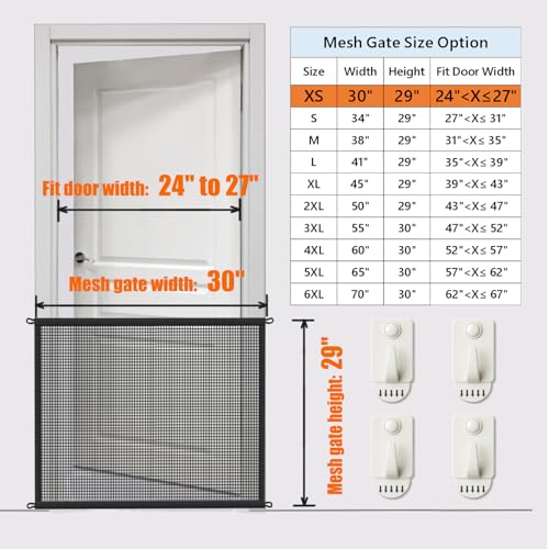 2-Pack Dog Gate for Stairs Pet Gates for The House: Dog Gate Indoor Dogs Screen Mesh Gate for Doorways Stairways 29 inches Tall, 30 inch Wide Fits 24–27'' Openi - size: 29"Hx30"W(Pack of 2)