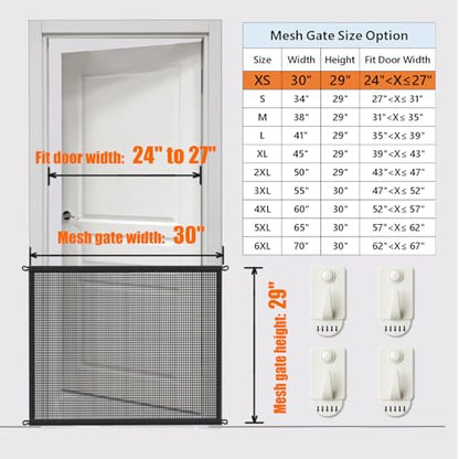2-Pack Dog Gate for Stairs Pet Gates for The House: Dog Gate Indoor Dogs Screen Mesh Gate for Doorways Stairways 29 inches Tall, 30 inch Wide Fits 24–27'' Openi - size: 29"Hx30"W(Pack of 2)