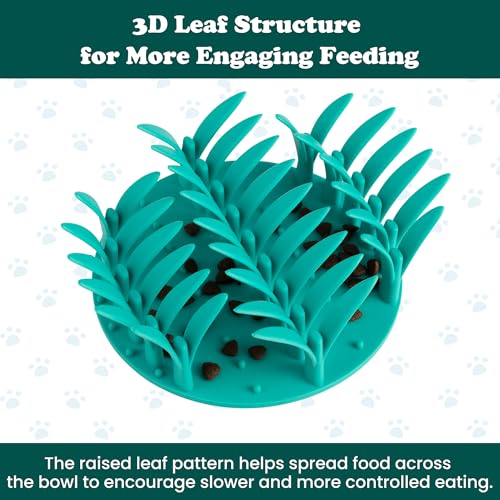 PEGGY11 Grass-Shaped Silicone Slow Feeder Insert for Dog Bowl | Upright grass-blade texture, Suction cup base, Food-grade material, Dishwasher-safe, Mealtime enrichment - size: 5'' x 5''
