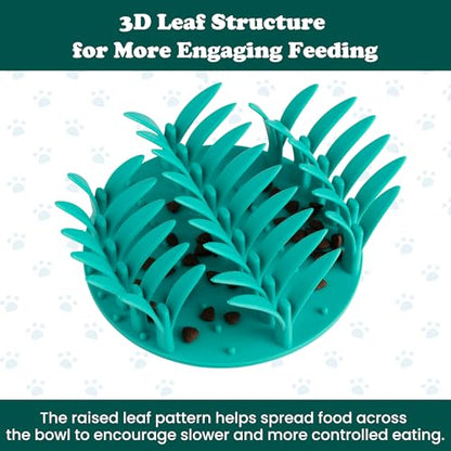 PEGGY11 Grass-Shaped Silicone Slow Feeder Insert for Dog Bowl | Upright grass-blade texture, Suction cup base, Food-grade material, Dishwasher-safe, Mealtime enrichment - size: 5'' x 5''